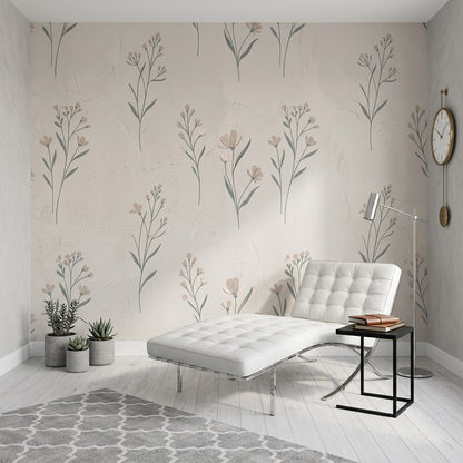 Muted Green Wallpaper Scandinavian Removable Minimalist Wall Decor