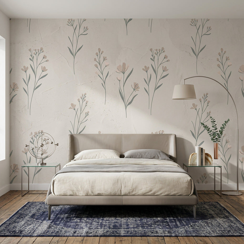 Muted Green Wallpaper Scandinavian Removable Minimalist Wall Decor