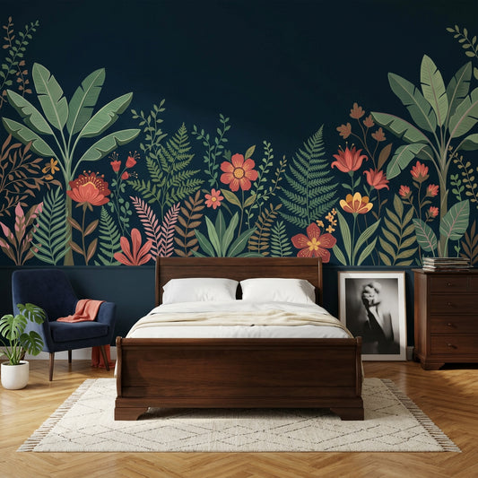 Botanical Border Wallpaper Tropical Leaves Moody Wallpaper Wall Mural