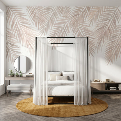 White Background Wallpaper Minimalist Botanical Removable Wall Decor