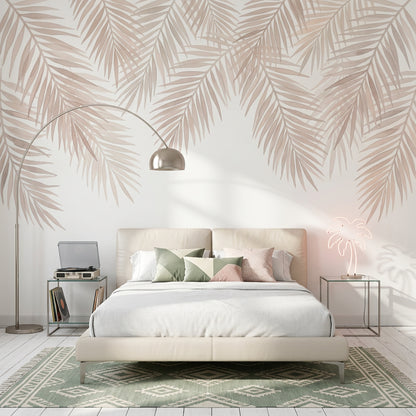 White Background Wallpaper Minimalist Botanical Removable Wall Decor