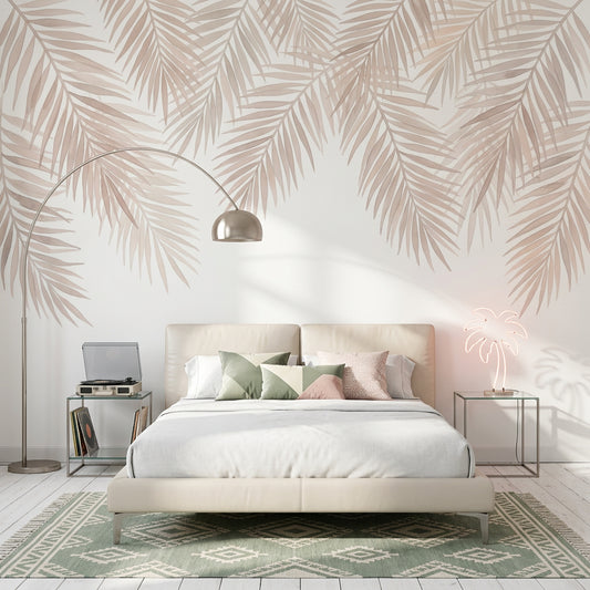 White Background Wallpaper Minimalist Botanical Removable Wall Decor