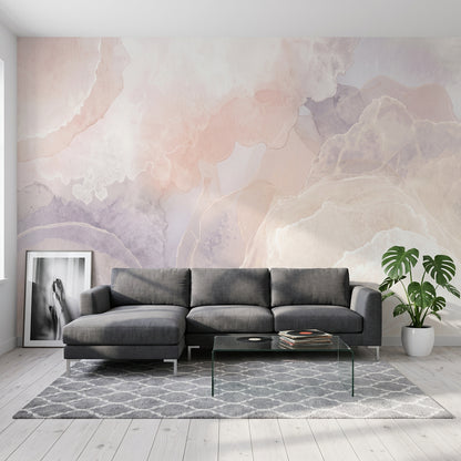 Abstract Watercolor Wallpaper Pastel Marble Cream Background Removable Wall Decor