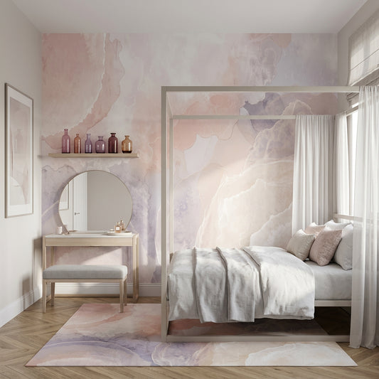 Abstract Watercolor Wallpaper Pastel Marble Cream Background Removable Wall Decor