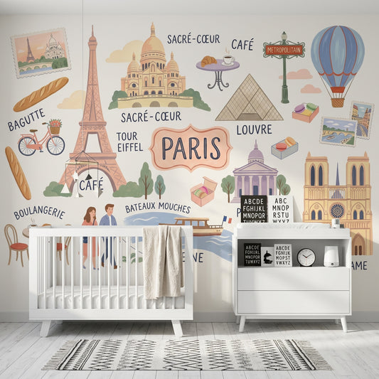 Hot Air Balloon Wallpaper Paris Removable Eiffel Tower Wall Decor