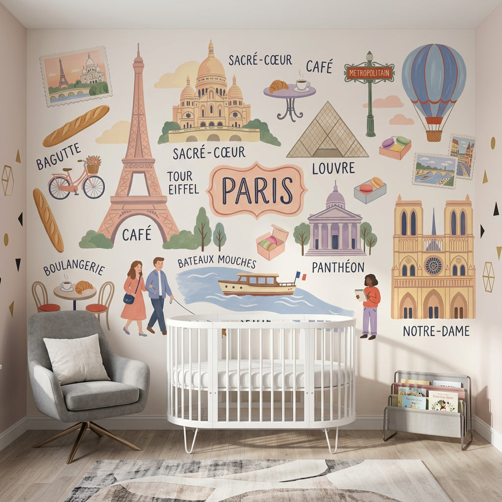 Hot Air Balloon Wallpaper Paris Removable Eiffel Tower Wall Decor