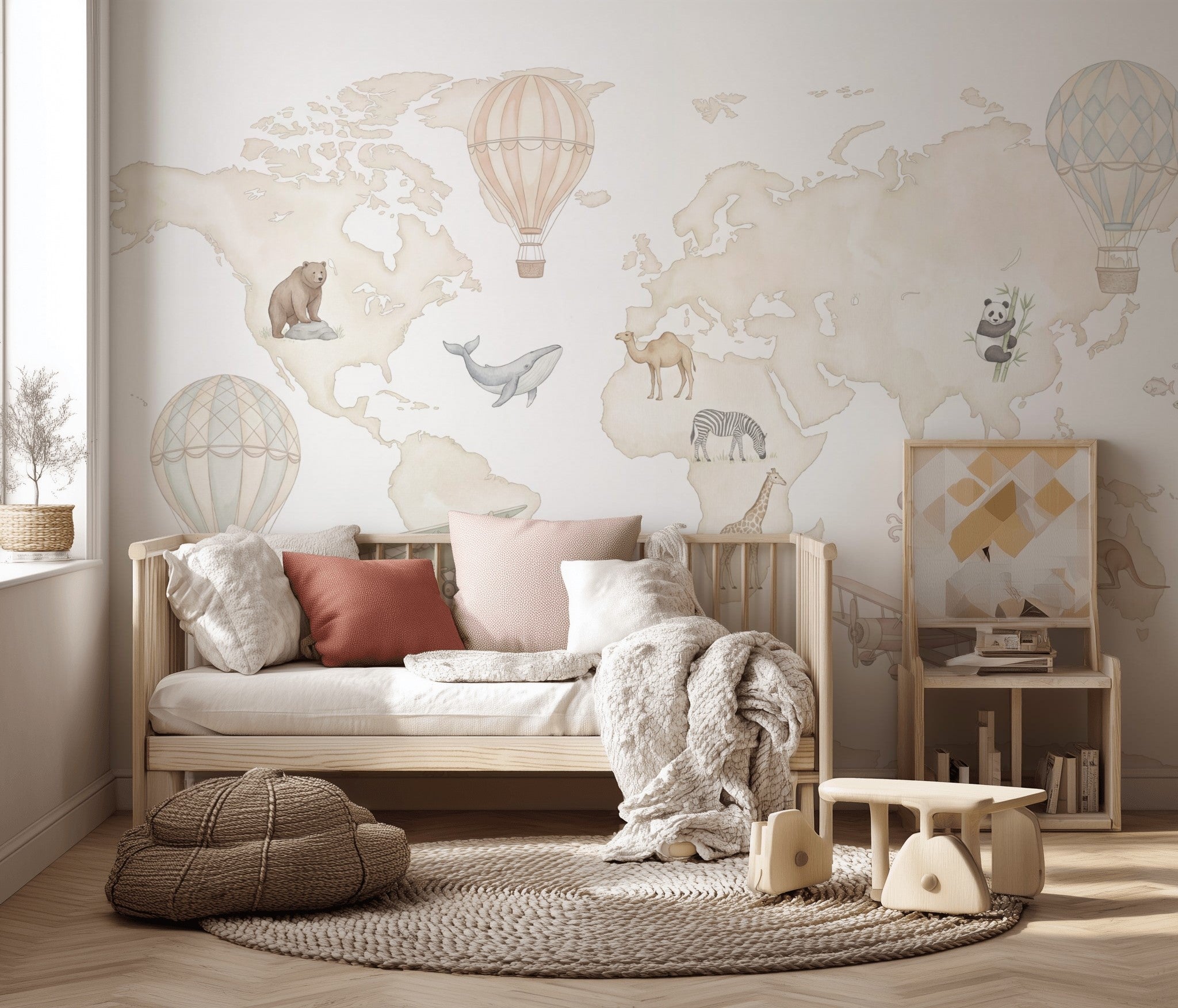 World Map Wallpaper White Background Removable World Map Wall Decor