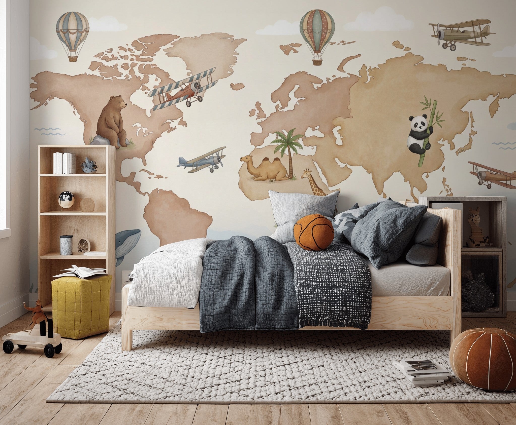 World Map Wallpaper Global Map Kids Map Wall Mural