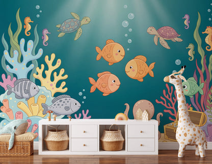 Underwater Wallpaper Ocean Cartoon Wall Mural