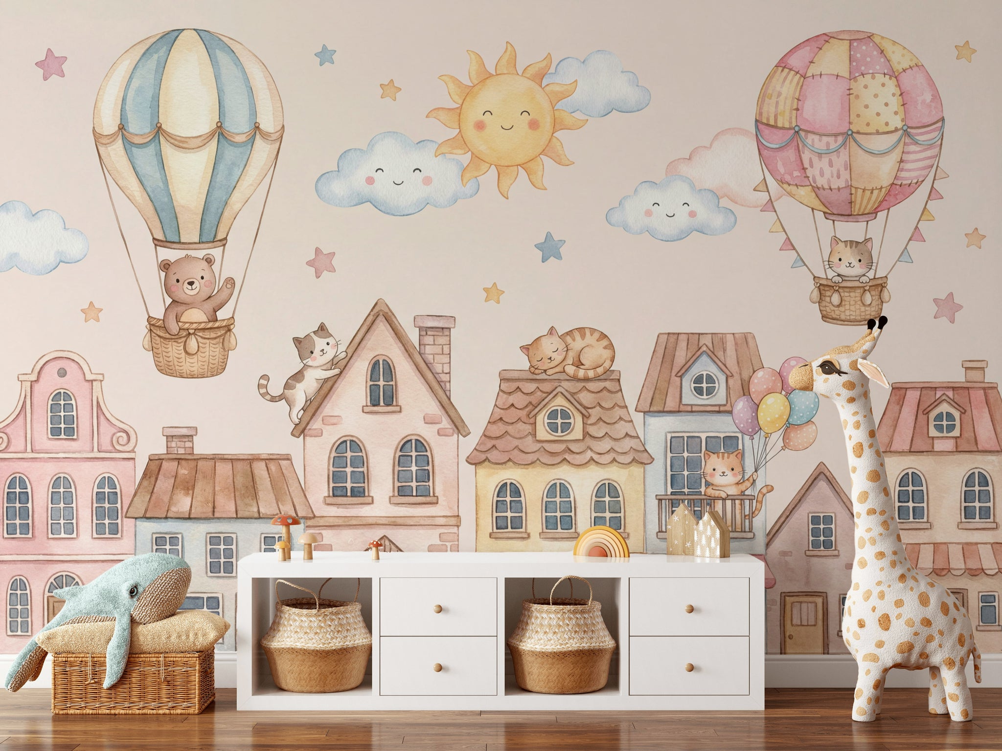 Hot Air Balloon Wallpaper Nursery Sky Kids Wall Mural
