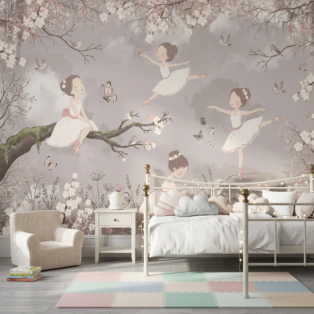 Ballerina Wallpaper Floral Storybook Wall Mural