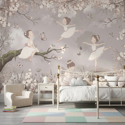 Ballerina Wallpaper Floral Storybook Wall Mural