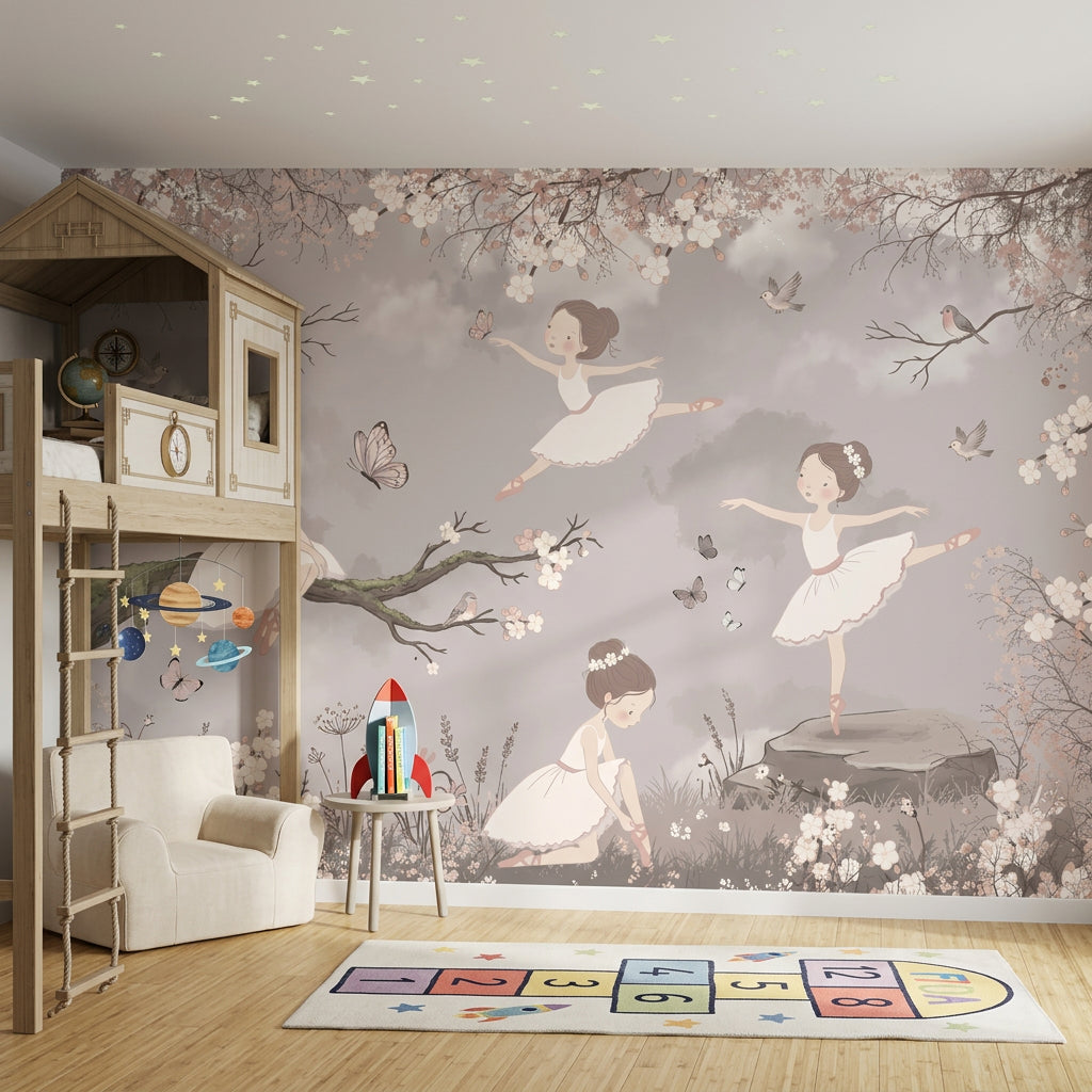 Ballerina Wallpaper Floral Storybook Wall Mural