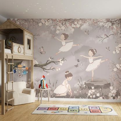 Ballerina Wallpaper Floral Storybook Wall Mural