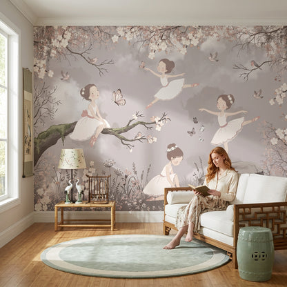 Ballerina Wallpaper Floral Storybook Wall Mural