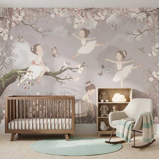 Ballerina Wallpaper Floral Storybook Wall Mural