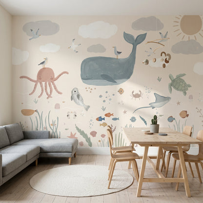 Underwater Wallpaper Ocean Whale Removable Wall Decor