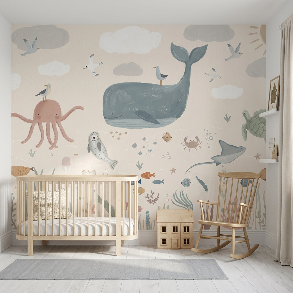Underwater Wallpaper Ocean Whale Removable Wall Decor