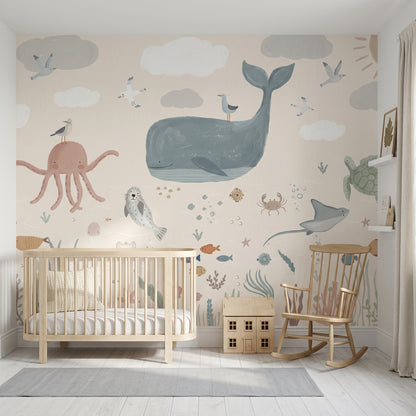 Underwater Wallpaper Ocean Whale Removable Wall Decor