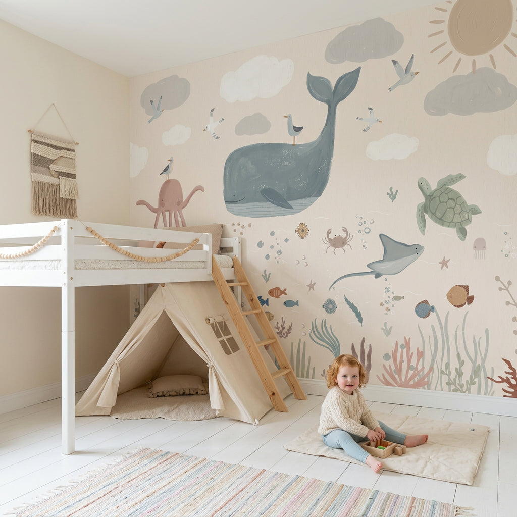 Underwater Wallpaper Ocean Whale Removable Wall Decor