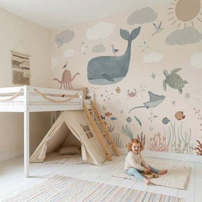 Underwater Wallpaper Ocean Whale Removable Wall Decor