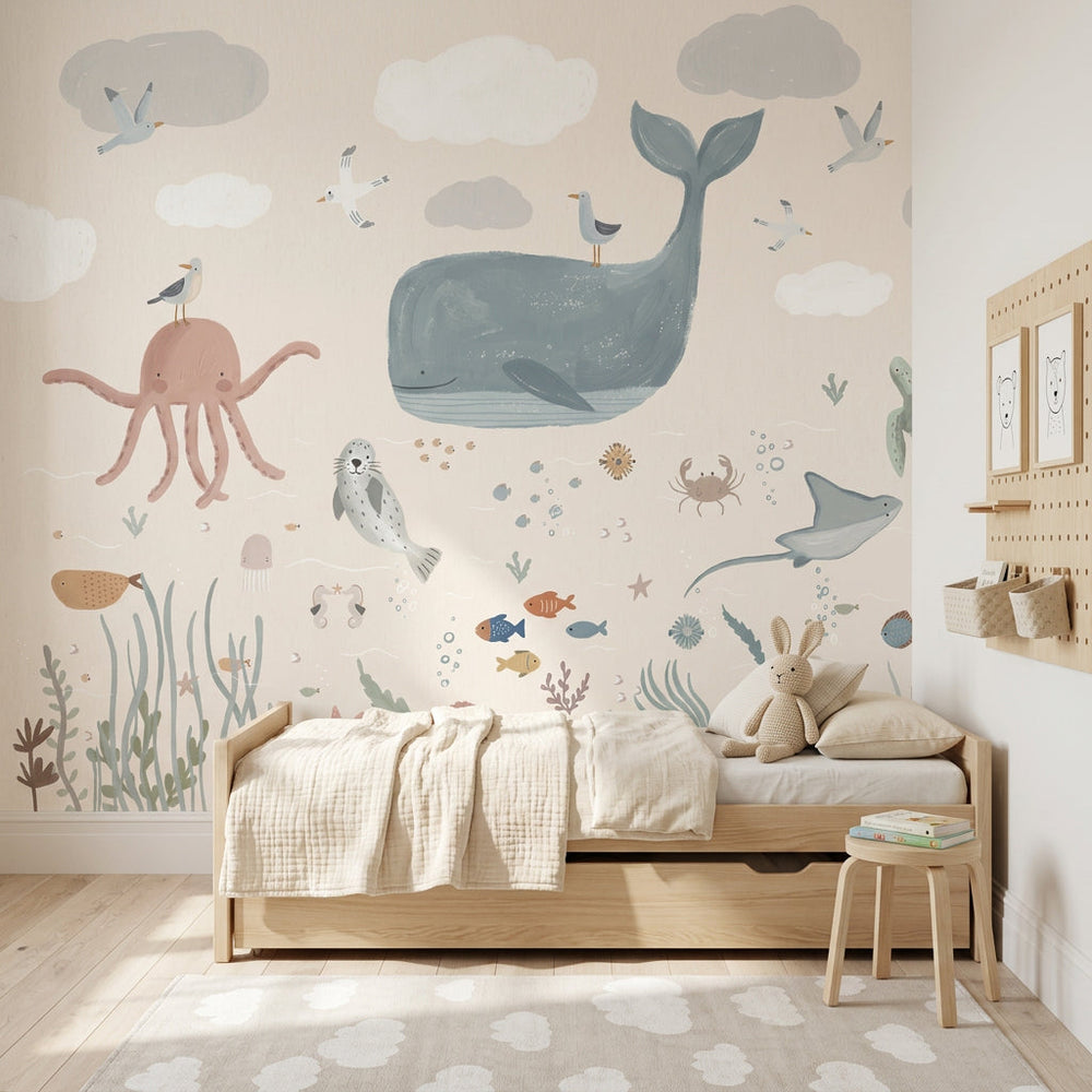 Underwater Wallpaper Ocean Whale Wall Decor