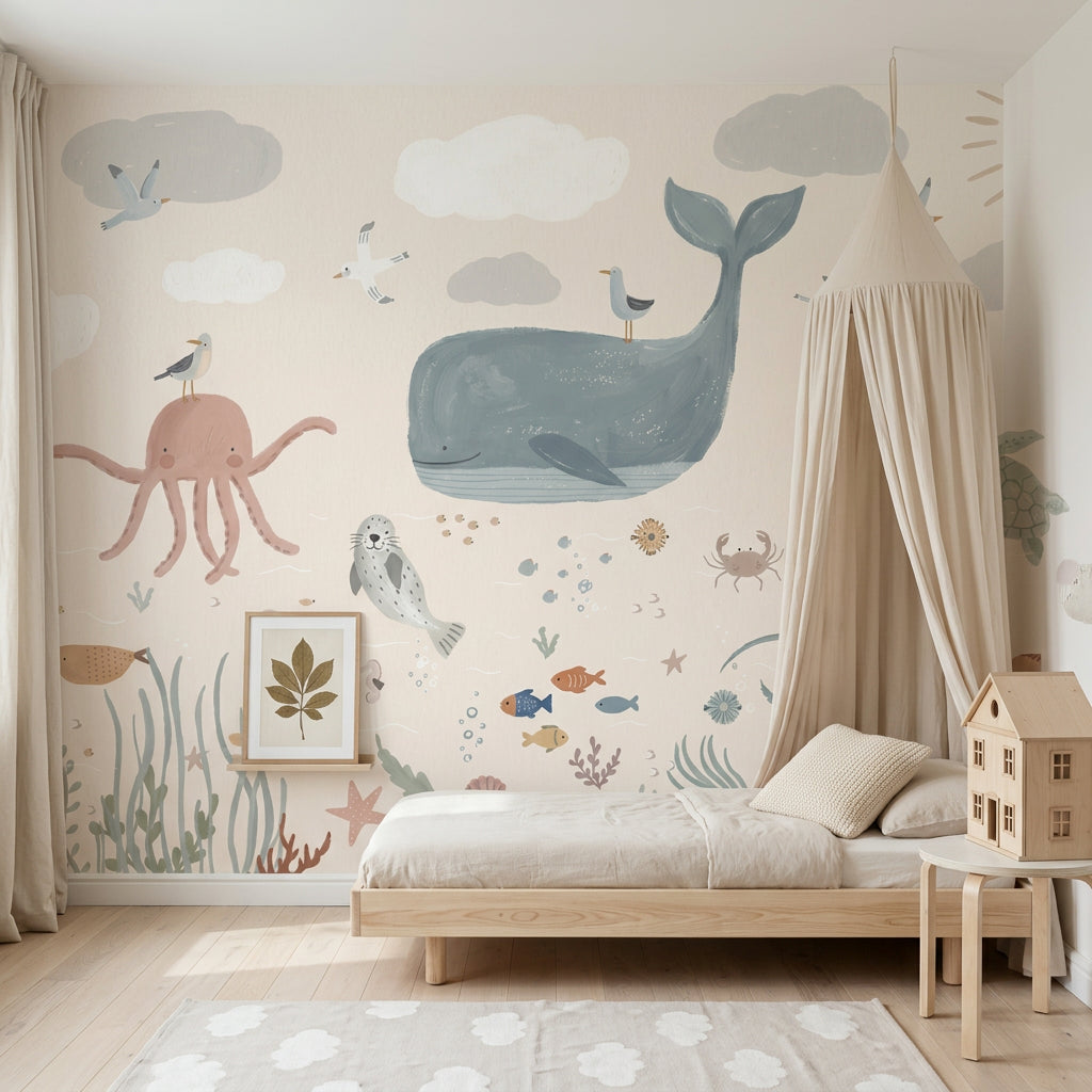 Underwater Wallpaper Ocean Whale Removable Wall Decor
