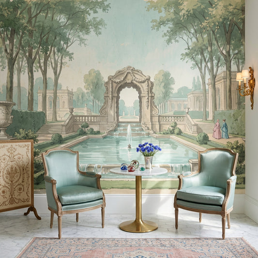 Muted Green Wallpaper Garden French Removable Wall Decor