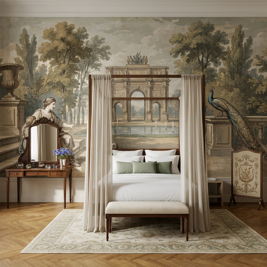 Triumphal Arch Wallpaper Classical Garden Removable Formal Fountain Pool Wall Decor