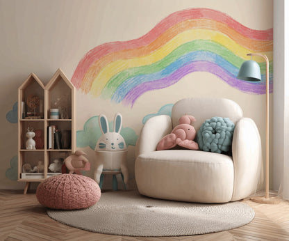 Rainbow Wallpaper Pastel Nursery Removable Wall Decor