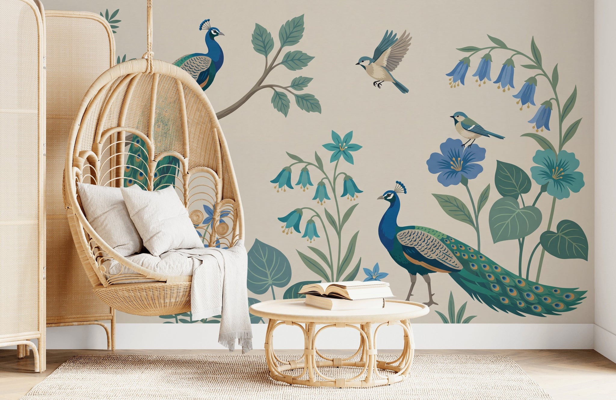 Peacock Wallpaper Botanical Birds Wall Mural