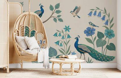 Peacock Wallpaper Botanical Birds Wall Mural