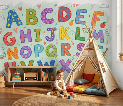Alphabet Wallpaper Kids Removable Colorful Wall Decor
