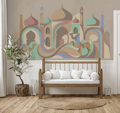 Islamic Architecture Wallpaper Desert Removable Arabian Wall Decor
