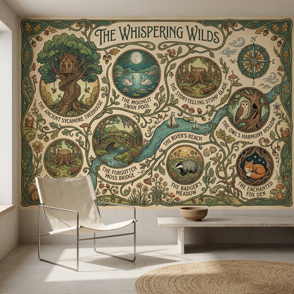 Whimsical Forest Wallpaper Starry Night Removable Wall Decor