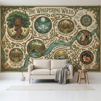 Whimsical Forest Wallpaper Starry Night Removable Wall Decor