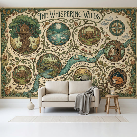 Whimsical Forest Wallpaper Starry Night Removable Wall Decor