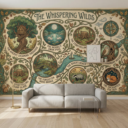 Whimsical Forest Wallpaper Starry Night Removable Wall Decor