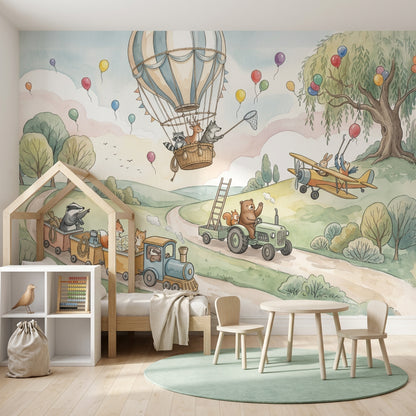 Hot Air Balloon Wallpaper Balloon Ride Removable Nursery Wall Decor