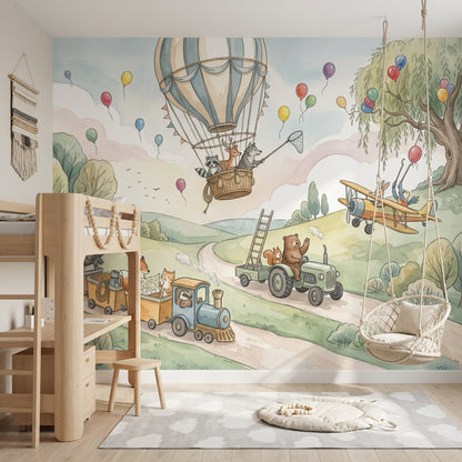 Hot Air Balloon Wallpaper Balloon Ride Removable Nursery Wall Decor