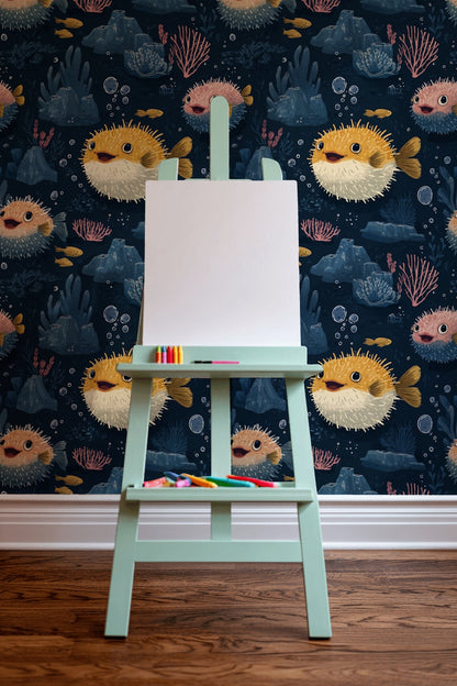 Underwater Wallpaper Pufferfish Removable Ocean Wall Decor