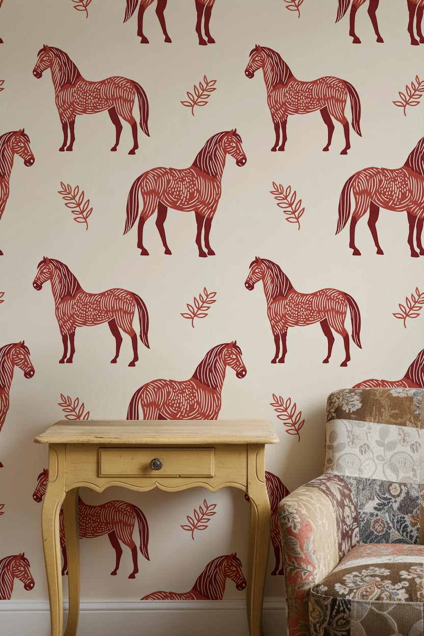 Horse Wallpaper Zebra Animal Motif Removable Wall Decor