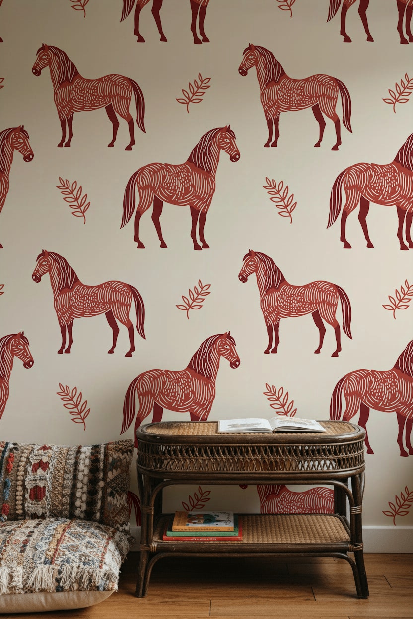 Horse Wallpaper Zebra Animal Motif Removable Wall Decor
