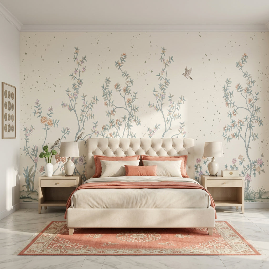 Chinoiserie Wallpaper Floral Branches Removable Pastel Blossoms Wall Decor