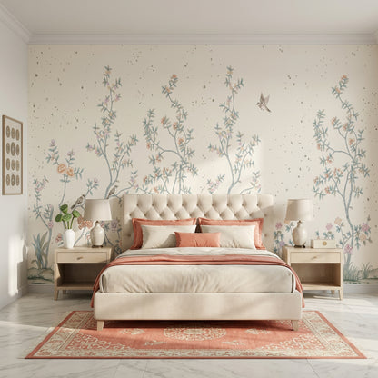 Chinoiserie Wallpaper Floral Branches Removable Pastel Blossoms Wall Decor
