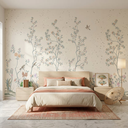 Chinoiserie Wallpaper Floral Branches Removable Pastel Blossoms Wall Decor