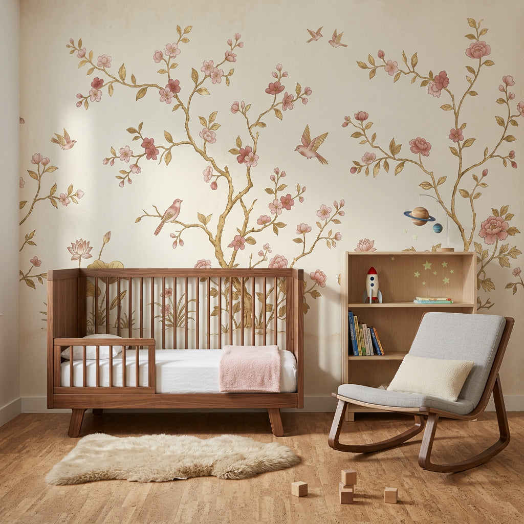Cherry Blossoms Wallpaper Birds Oriental Garden Wall Mural
