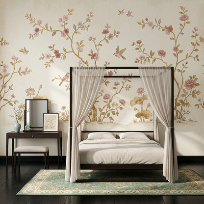 Cherry Blossoms Wallpaper Birds Oriental Garden Wall Mural