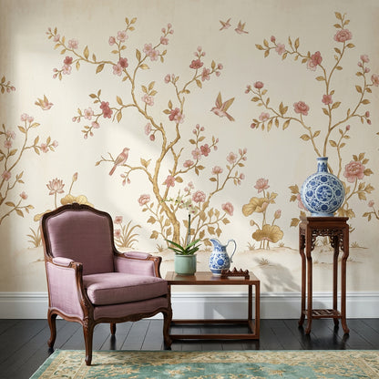 Cherry Blossoms Wallpaper Birds Oriental Garden Wall Mural