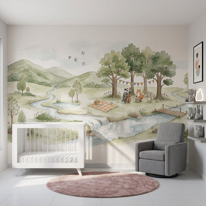 Cloudy Sky Wallpaper Watercolor Kids Removable Wall Decor